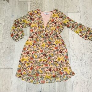 LOFT Multicolor Floral Long Sleeve Dress